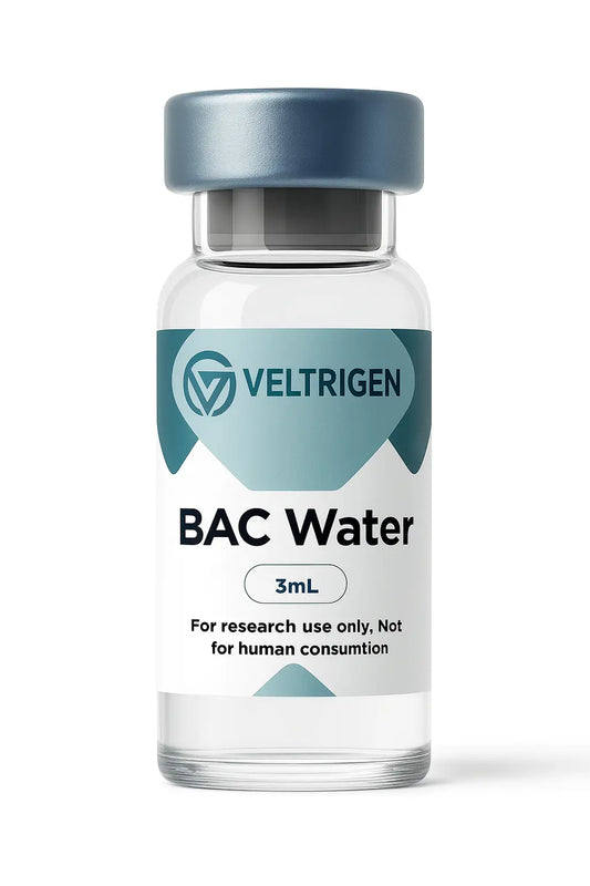3mL vial of bacteriostatic water for laboratory research use only, sterile solution for reconstitution of peptides.